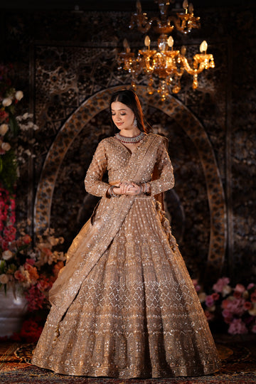 Champagne Gold Hand-Embellished Bridal Lehenga Set