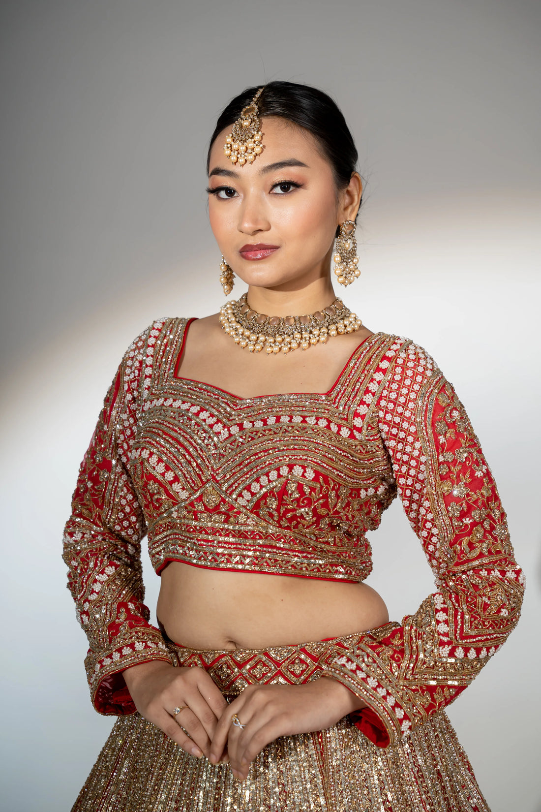 Royal Crimson Red Zardosi Embroidered Bridal Lehenga