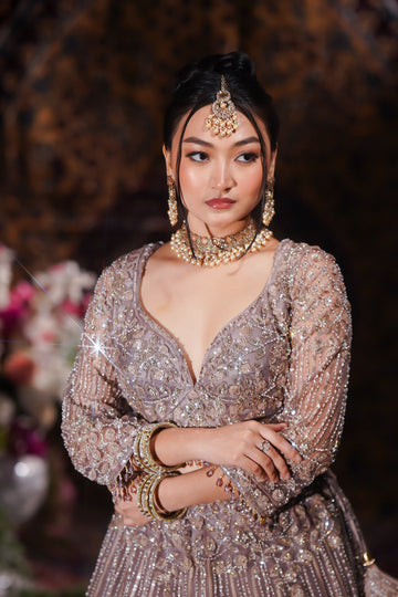 Dusty Mauve Crystal & Sequin Embroidered Lehenga Set