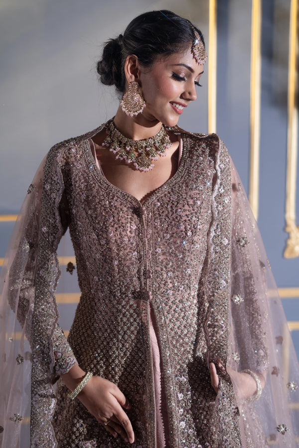 Mocha Muse Sequin-Embroidered A-Line Gown