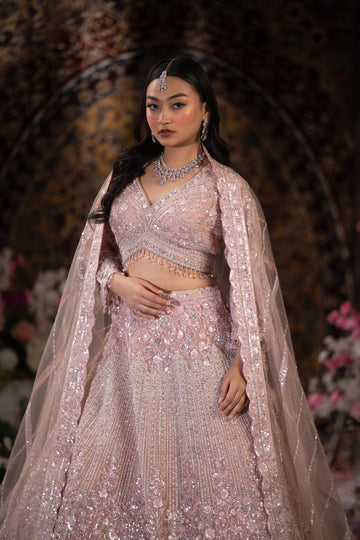 Blush Pink Crystal & Sequin Embroidered Lehenga Set