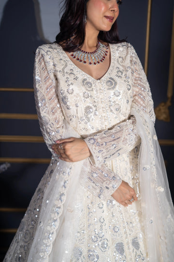 Ivory Illusion Mirror & Crystal A-Line Gown