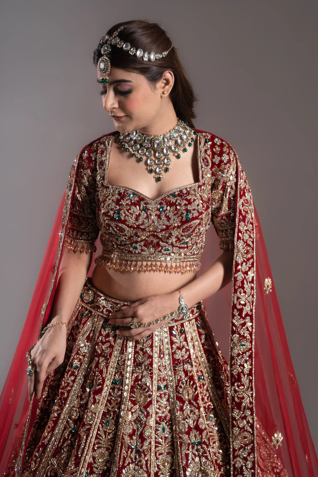 Midnight Sapphire Crystal Embellished Bridal Lehenga Choli