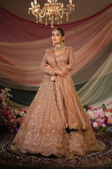 Antique Dusty Rose Resham & Zardosi Embroidered Lehenga Set