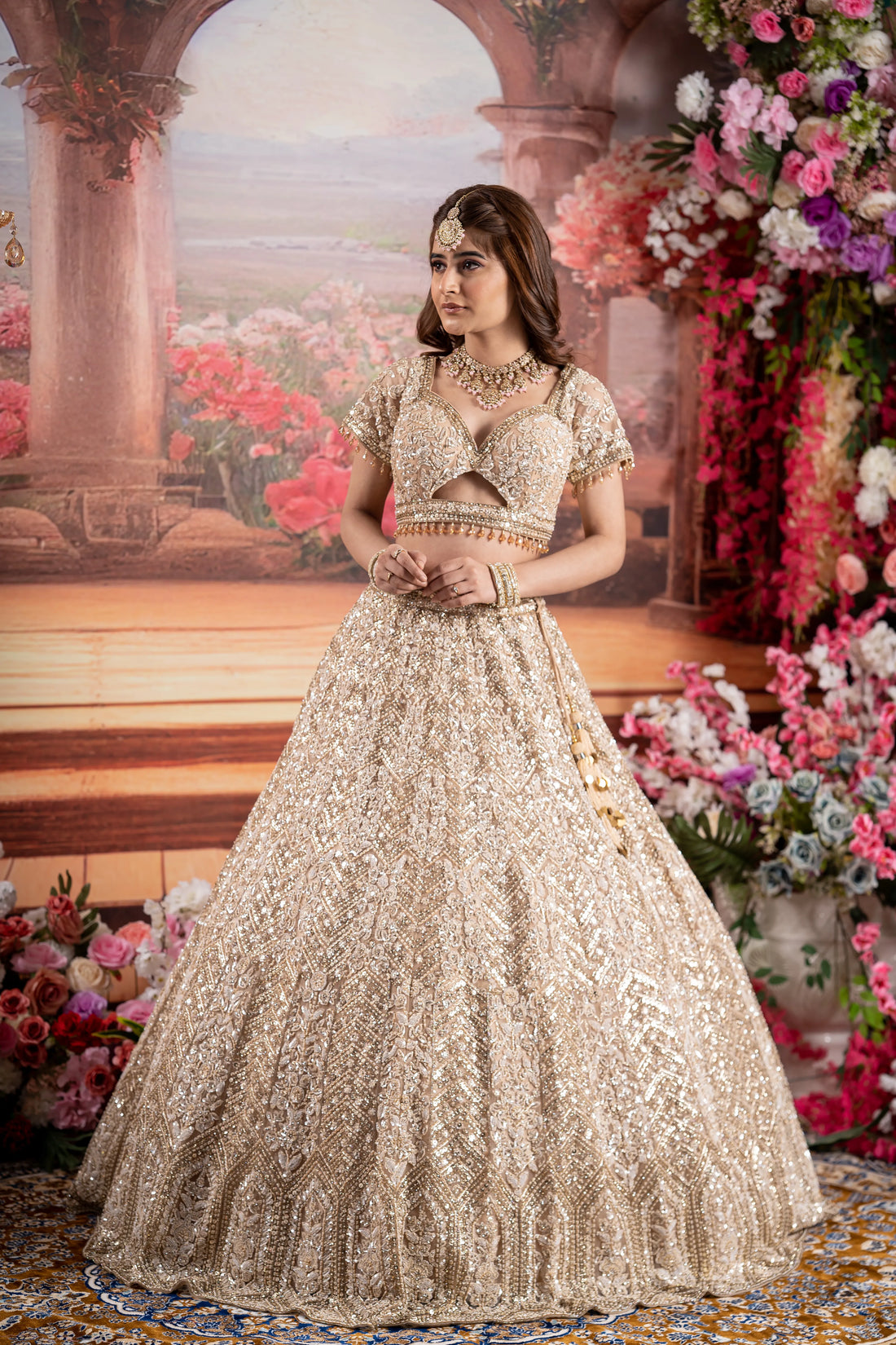 Golden Goddess All-Over Sequin Bridal Lehenga Choli