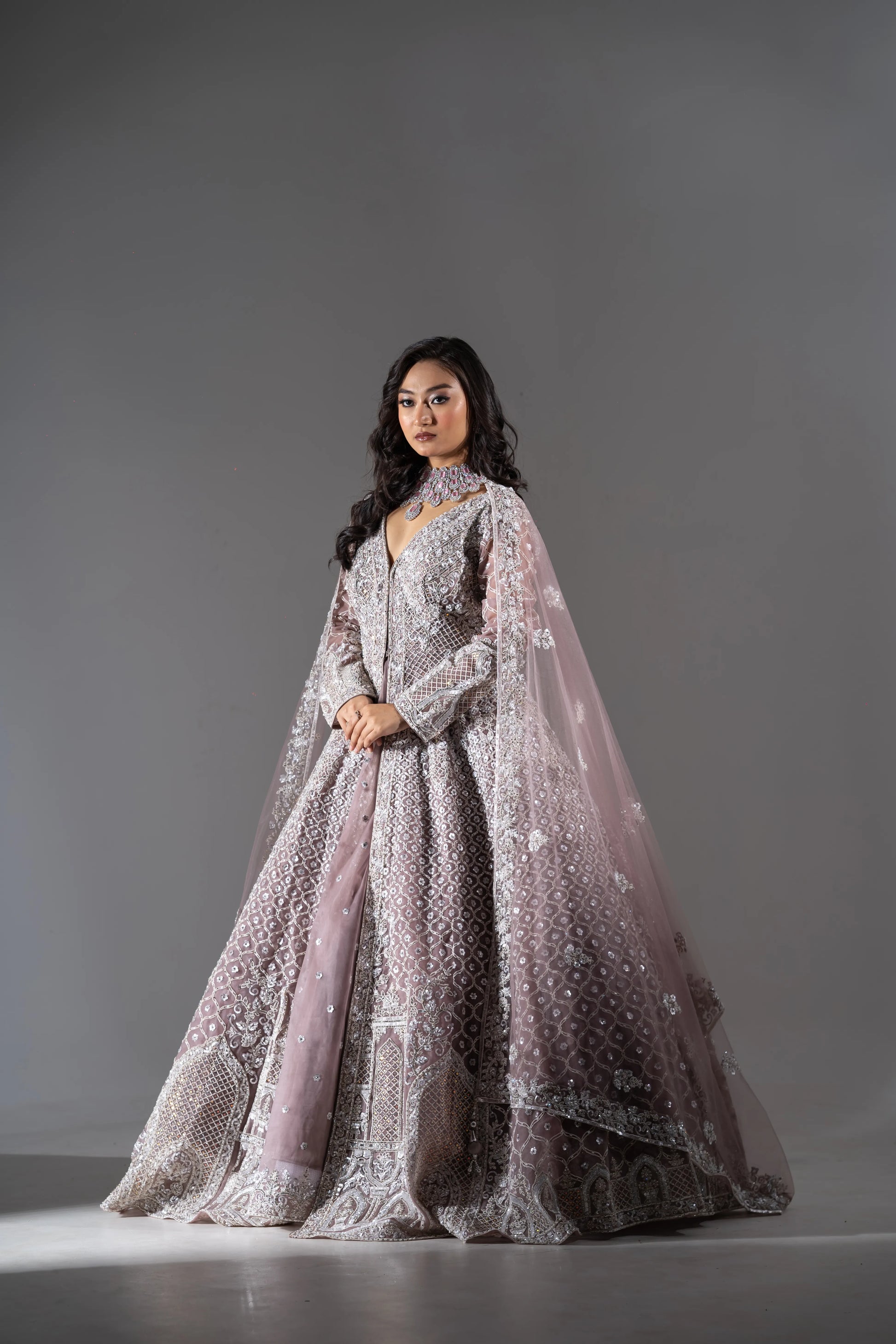 Lilac Mirage Silver Sequin A-Line Gown Taj Fashion Lilac Mirage Silver Sequin A-Line Gown Taj Fashion