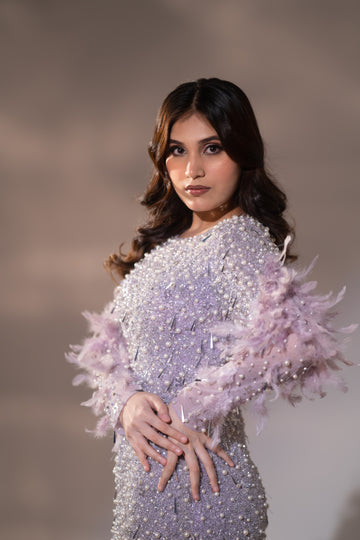 Midnight Majesty Fringe Gown