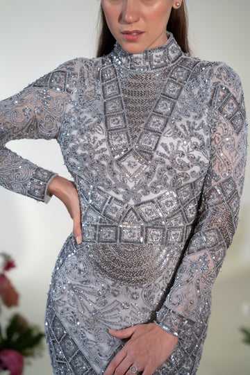 Silver Royale Embellished Couture Gown