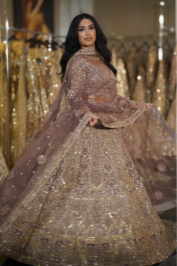 Dusty Lavender Mauve Heavy Sequin & Geometric Embroidered Lehenga Set