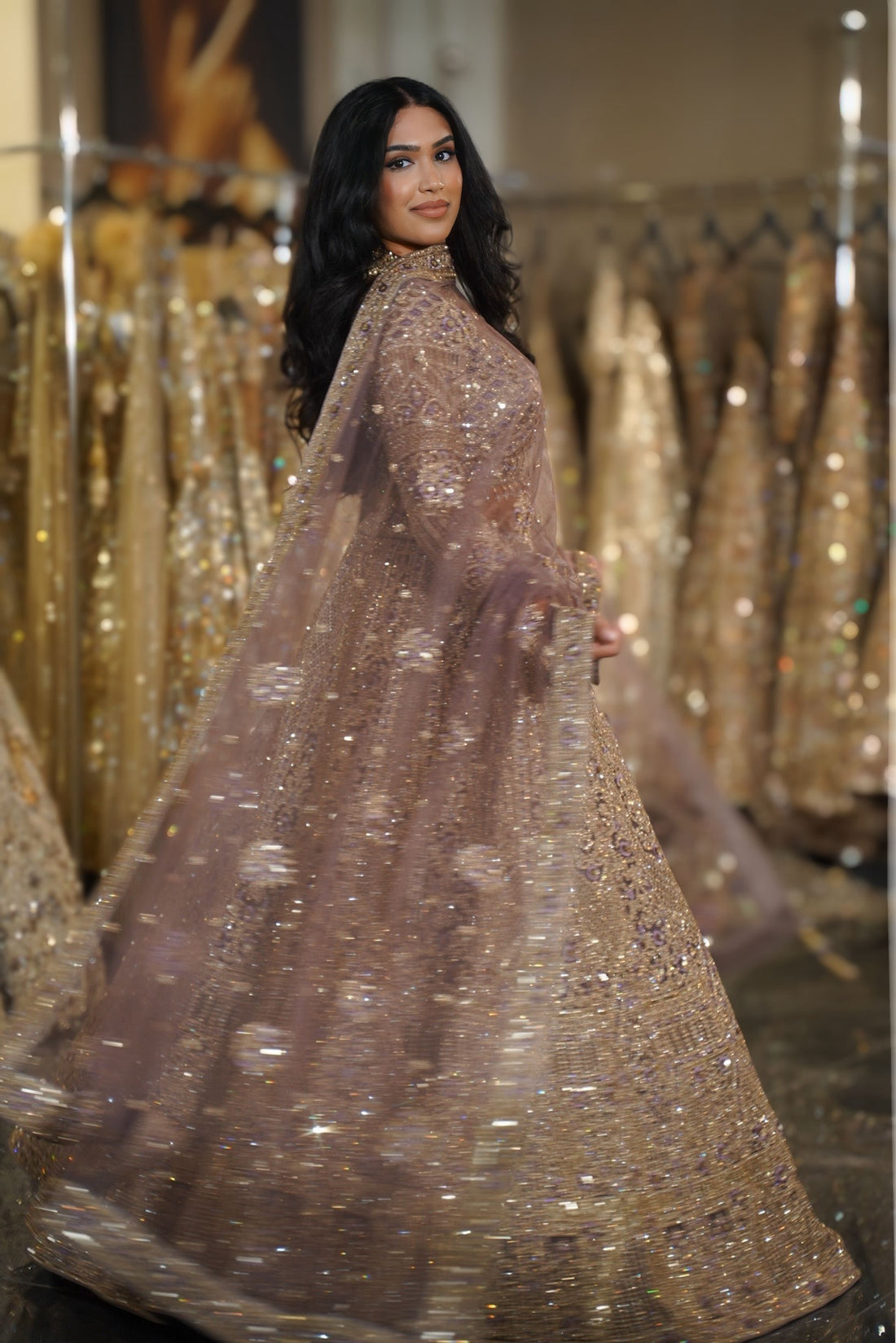 Dusty Lavender Mauve Heavy Sequin & Geometric Embroidered Lehenga Set