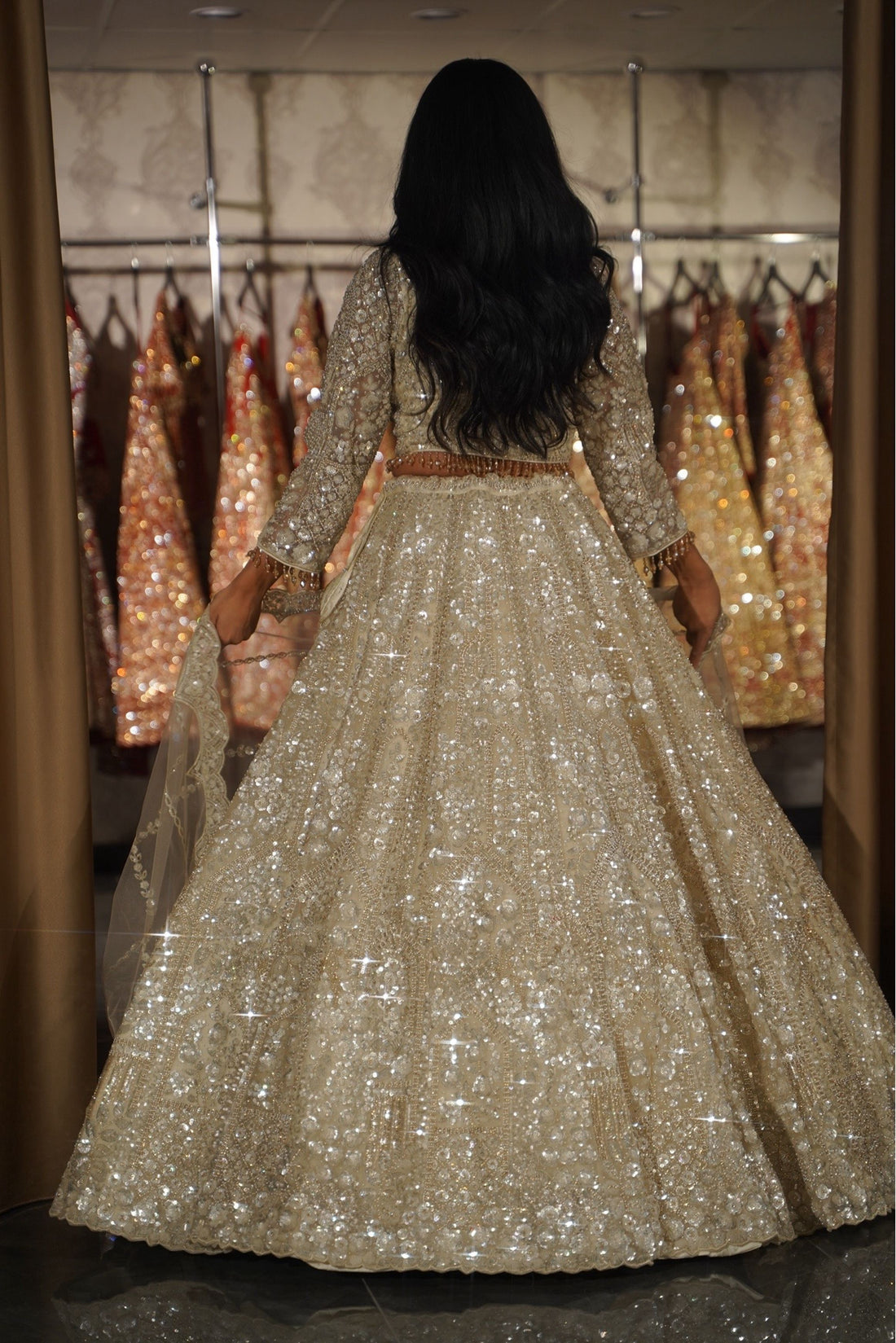 Ivory Silver Stardust Bridal Lehenga Set