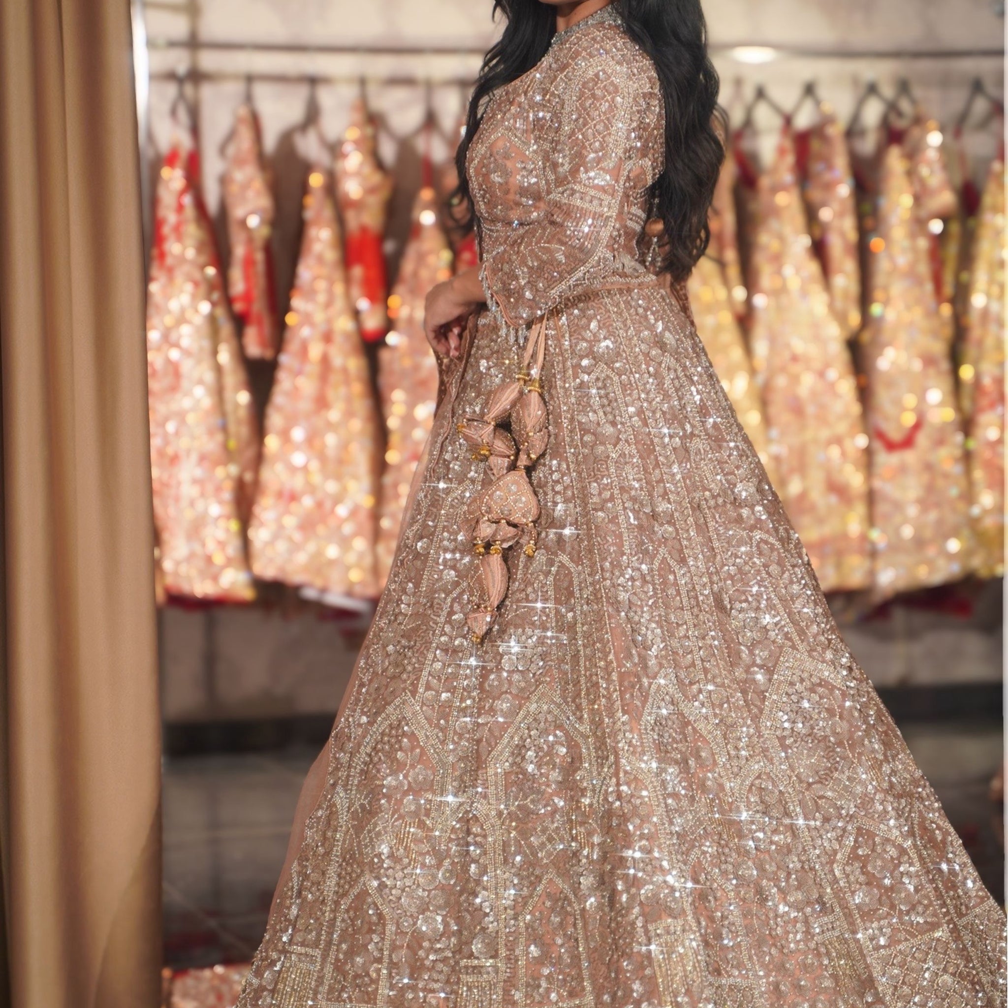 Rose Gold Stardust Sequin Lehenga Set
