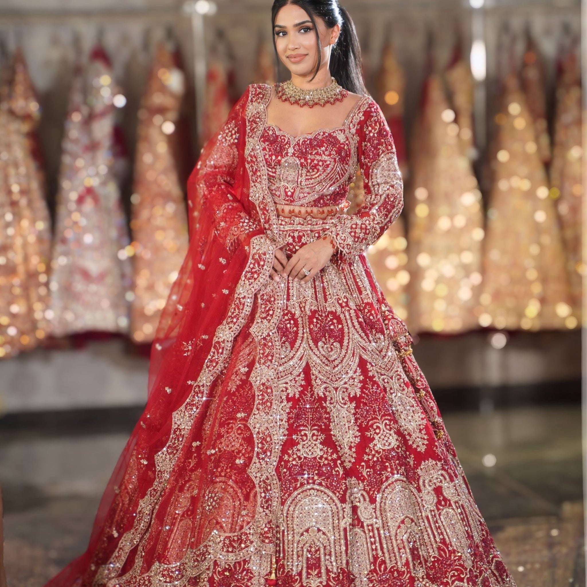 Classic Scarlet Red Royal Bridal Lehenga Set
