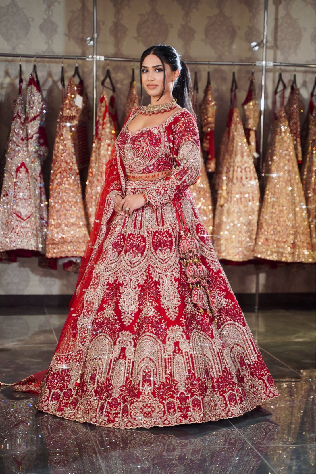 Classic Scarlet Red Royal Bridal Lehenga Set